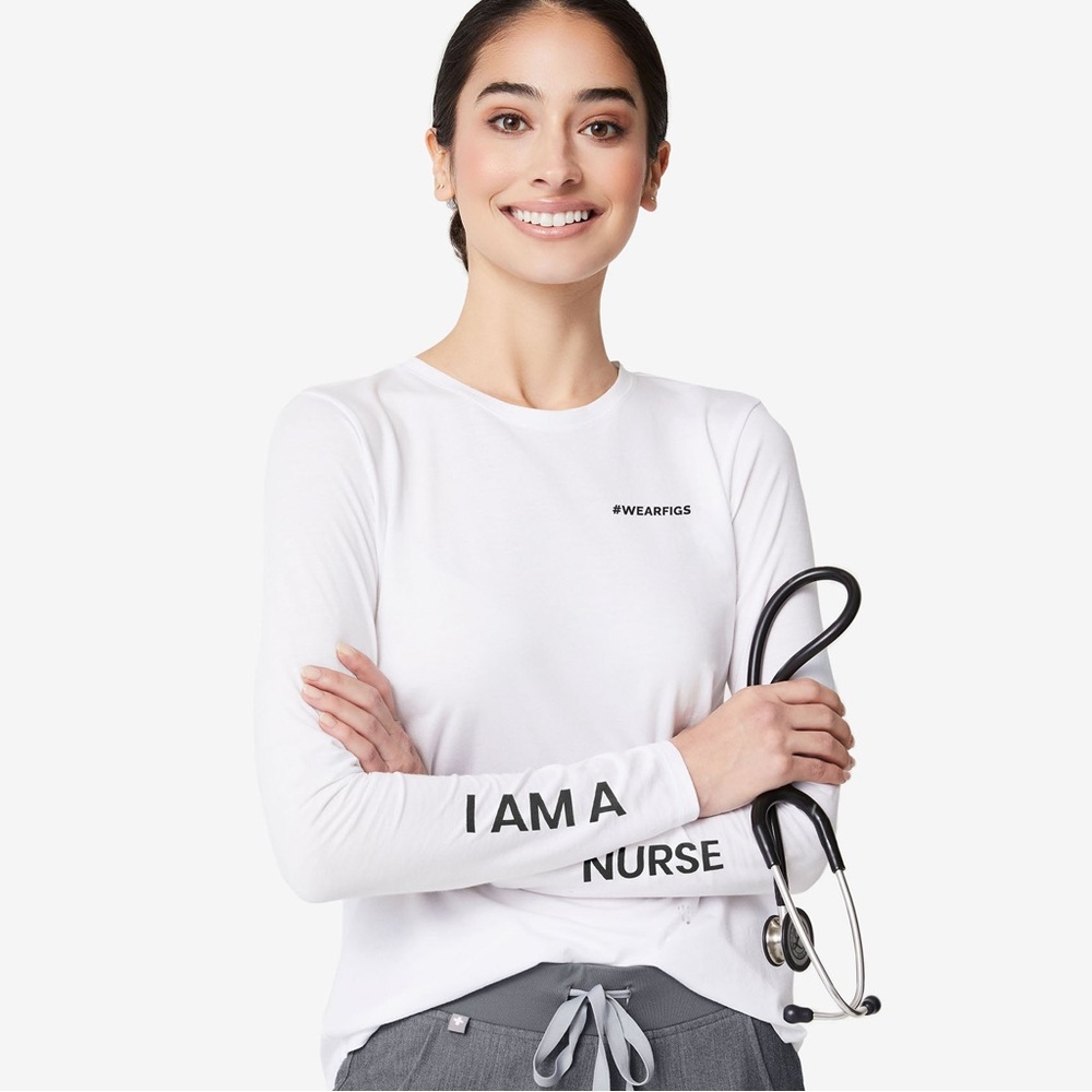 Figs White I Am A Nurse Long Sleeve XL